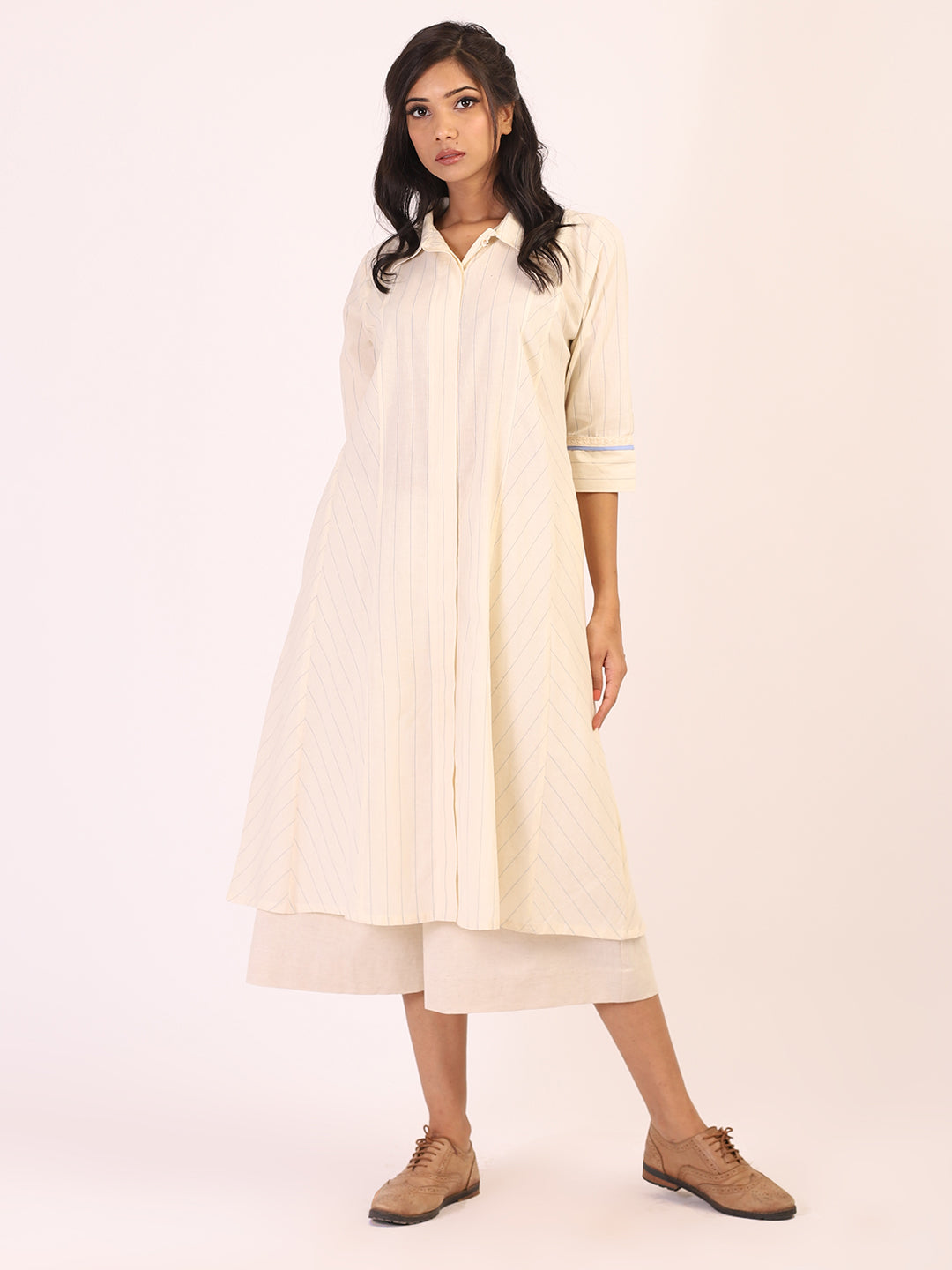 Cream Striped Kurta