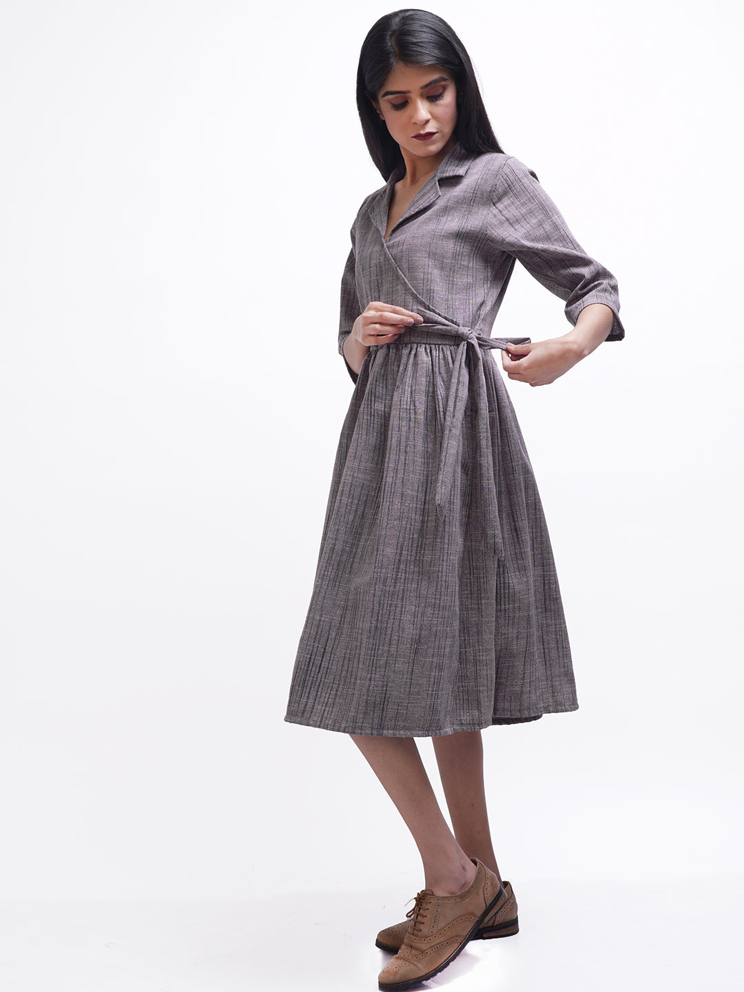 Blackish Purple Colored Angrakha Dress