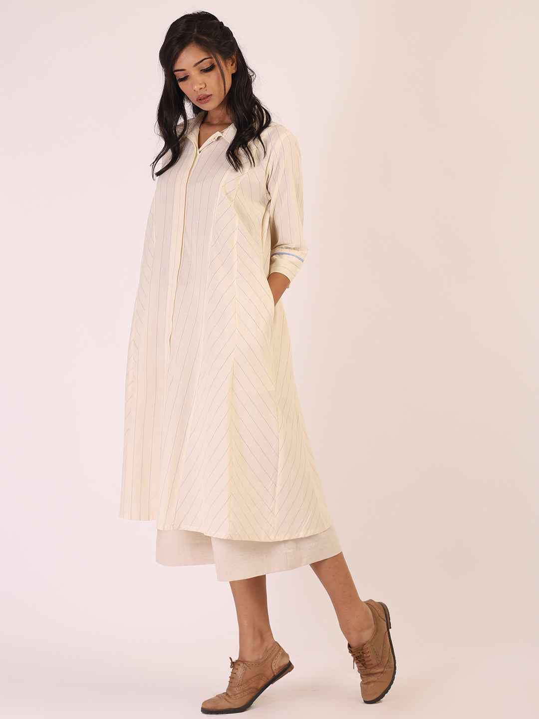 Cream Striped Kurta