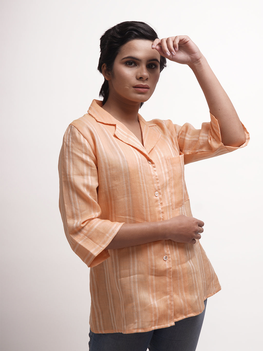 Light Orange Notch Collar Shirt