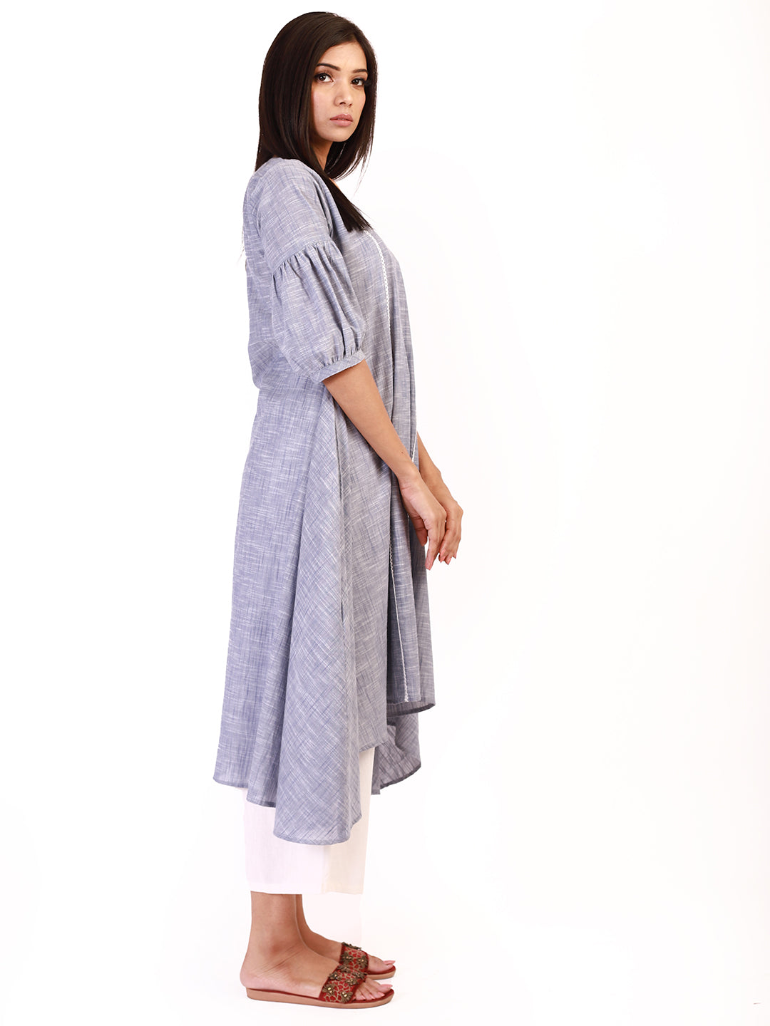 Chambray Colored Flared Kurta