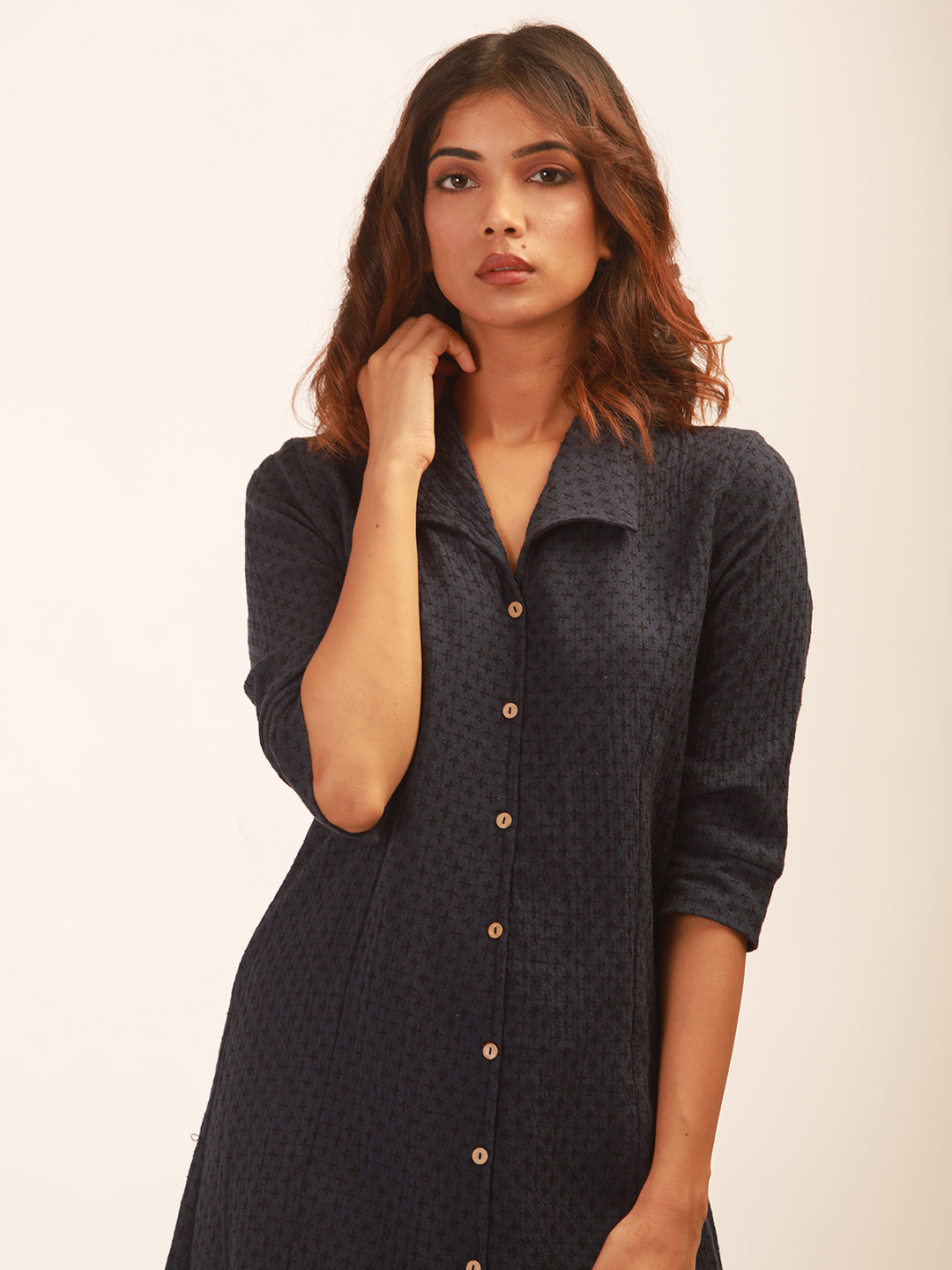 Navy Black Shirt Dress
