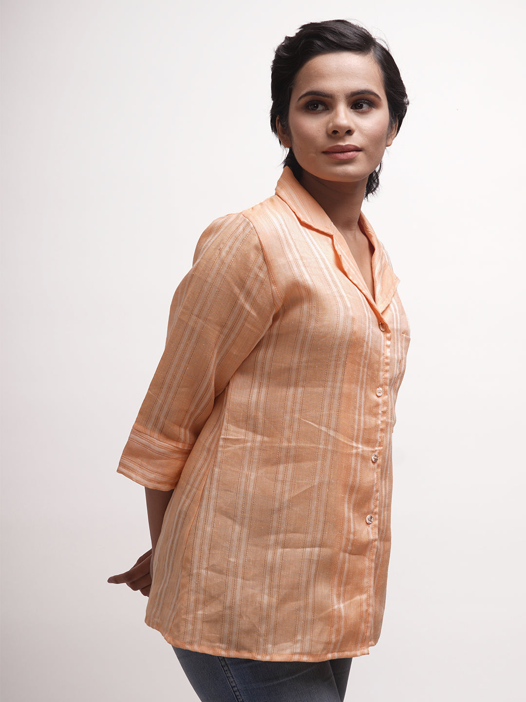 Light Orange Notch Collar Shirt