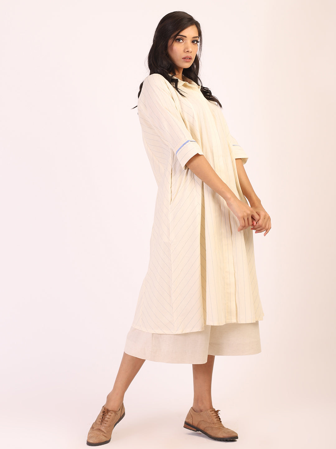 Cream Striped Kurta