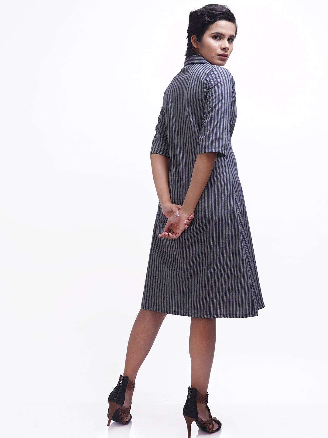 Navy Striped Shirt Dress