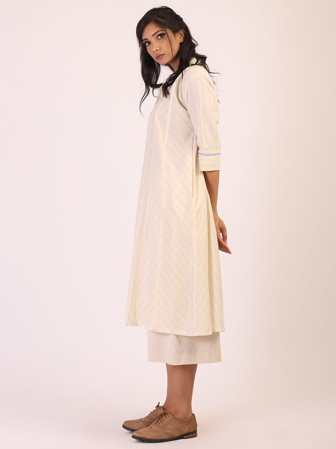 Cream Striped Kurta