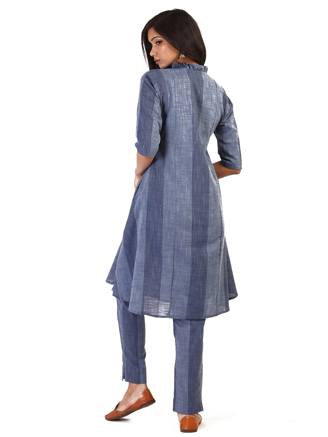 Blue Navy Striped Kurta with Pants