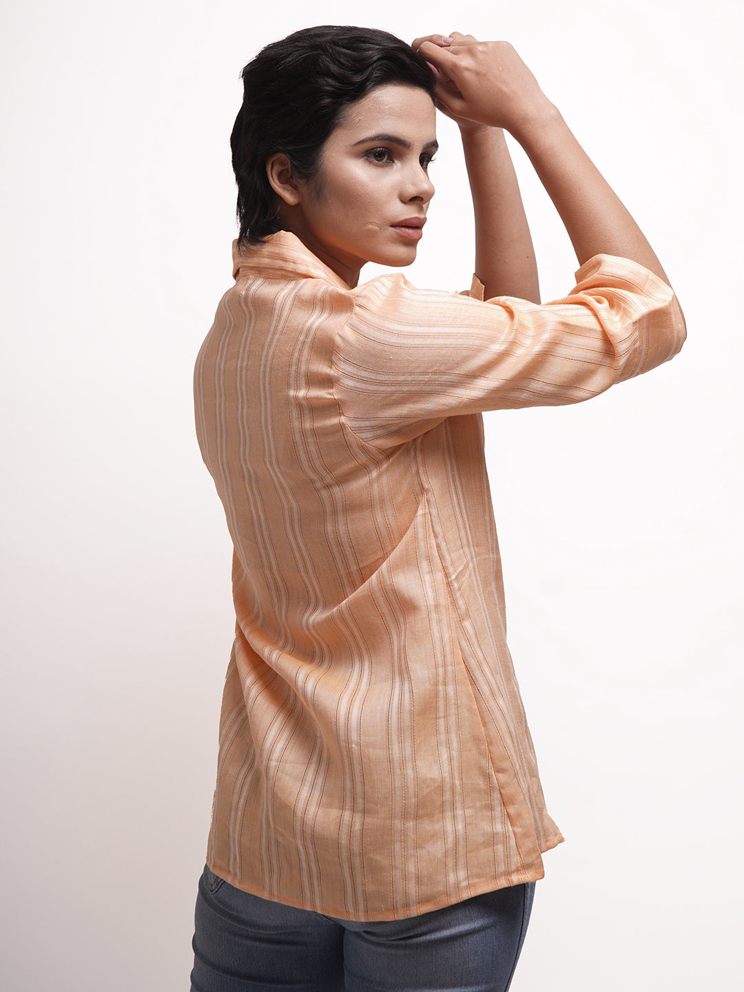 Light Orange Notch Collar Shirt