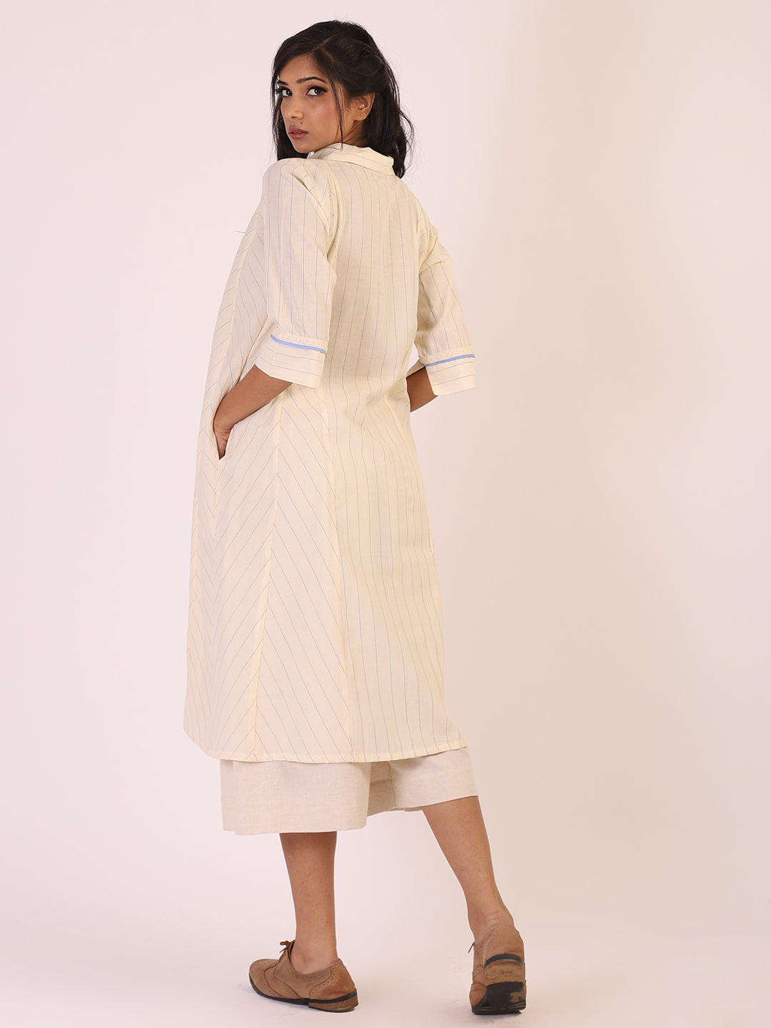 Cream Striped Kurta