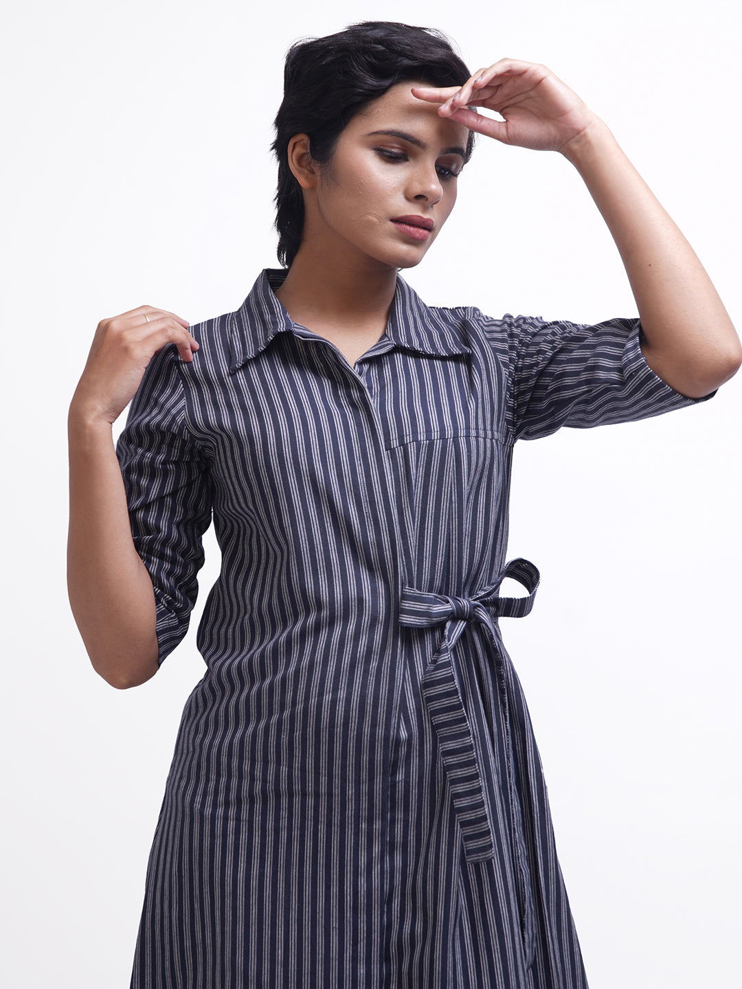 Navy Striped Shirt Dress