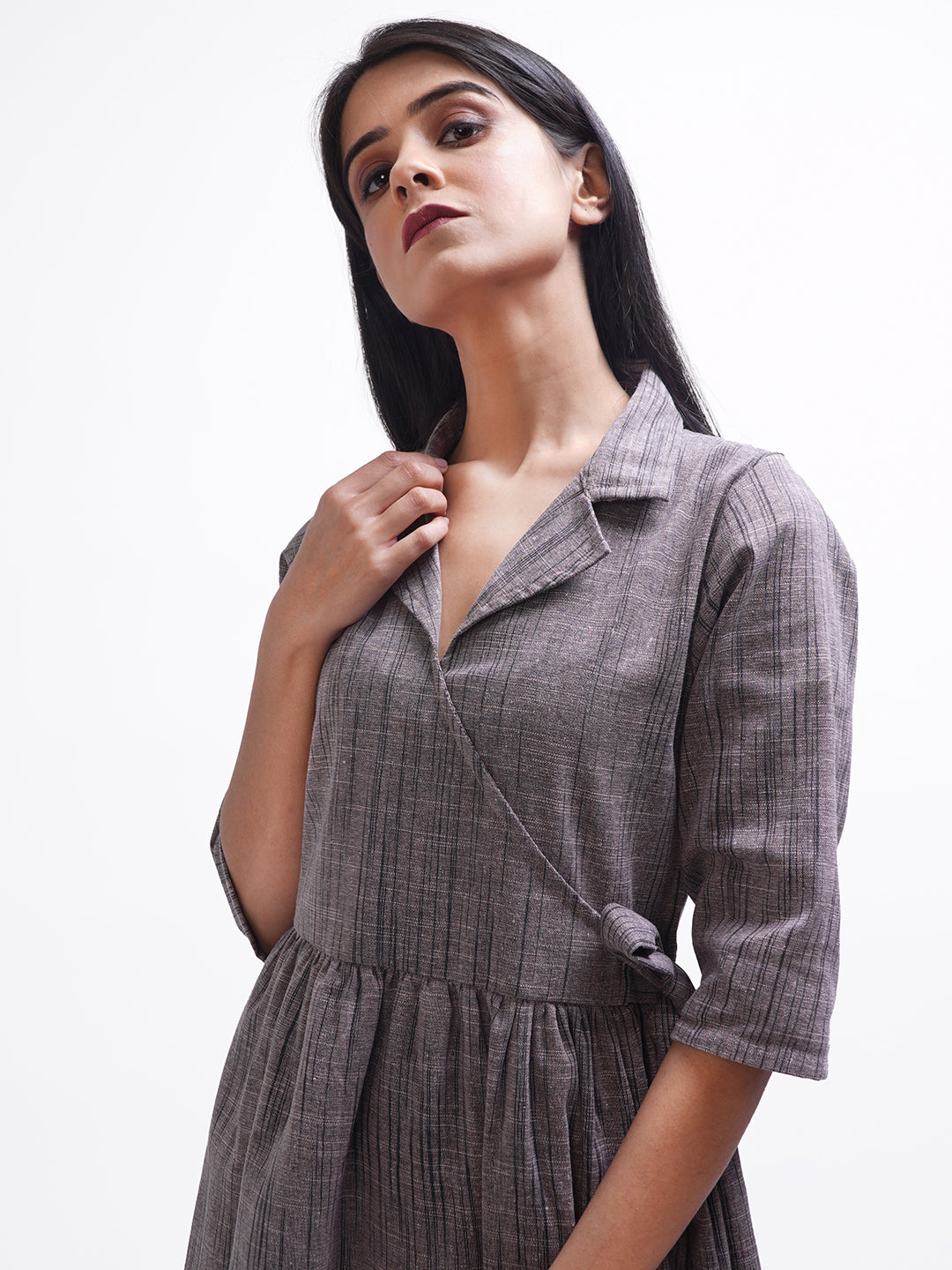 Blackish Purple Colored Angrakha Dress