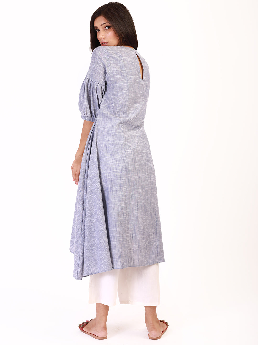 Chambray Colored Flared Kurta