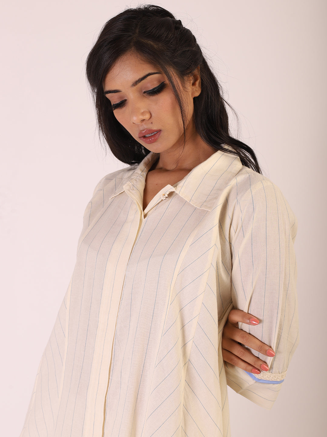Cream Striped Kurta
