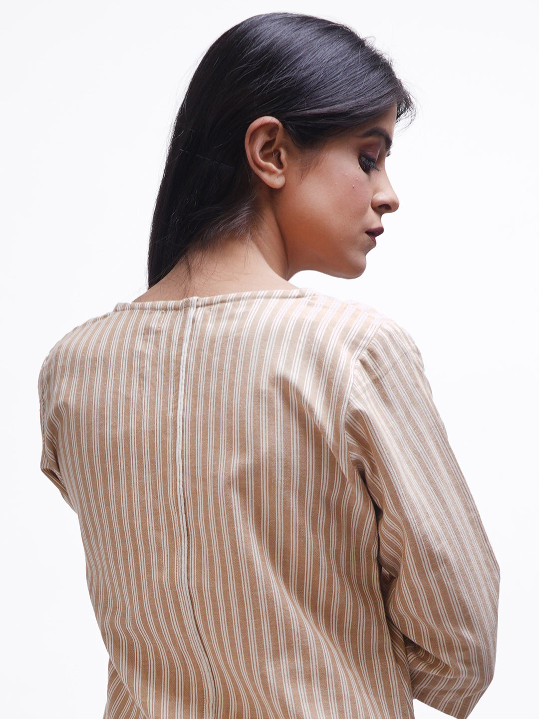 Beige Striped Kurta