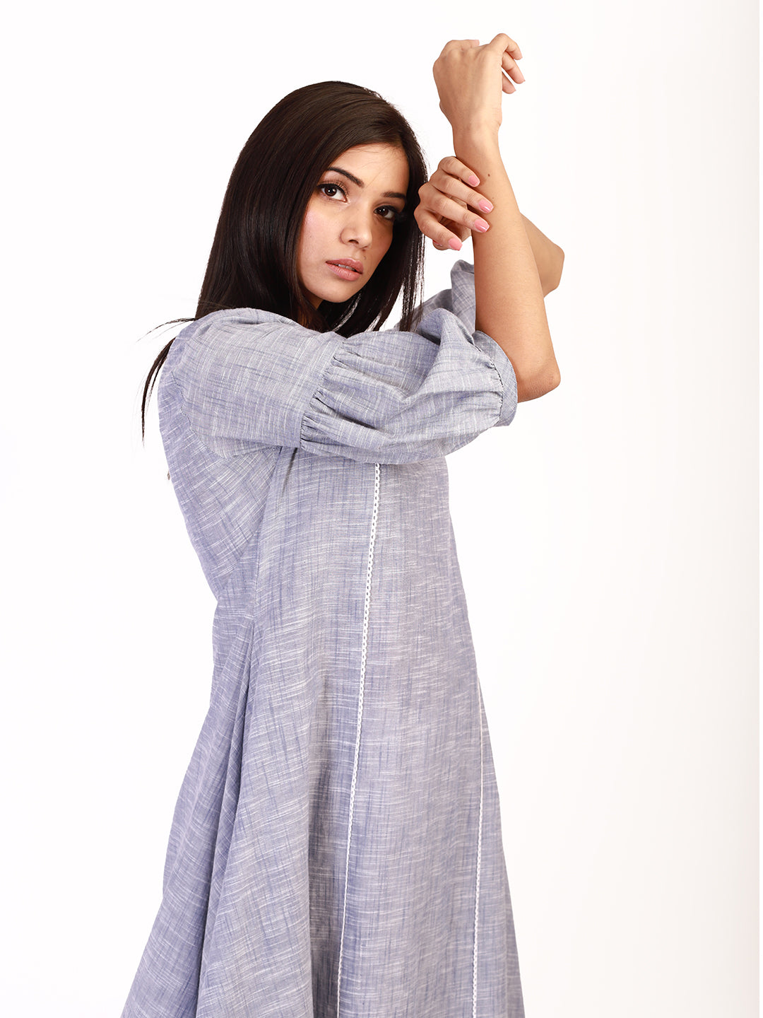 Chambray Colored Flared Kurta