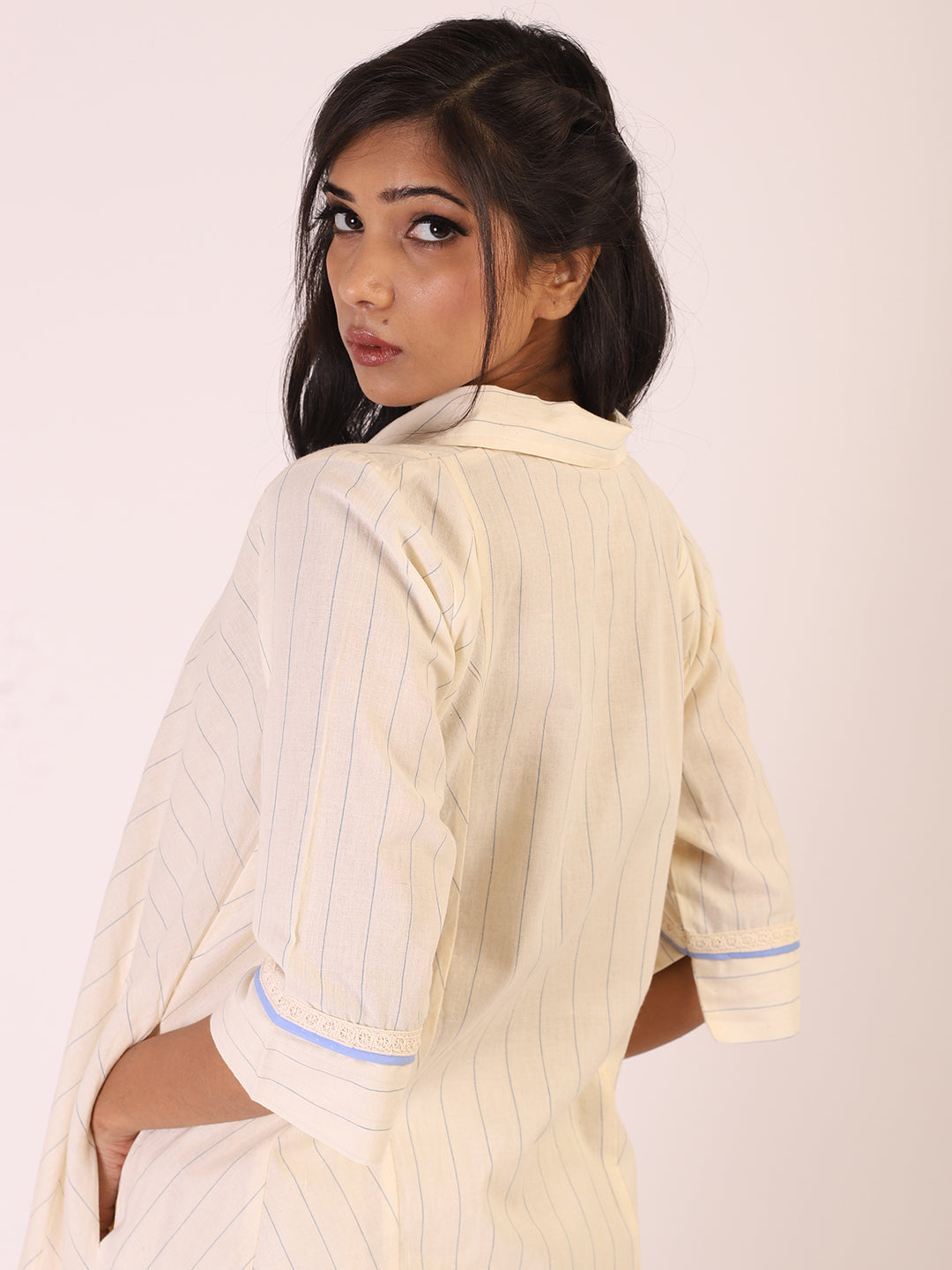 Cream Striped Kurta