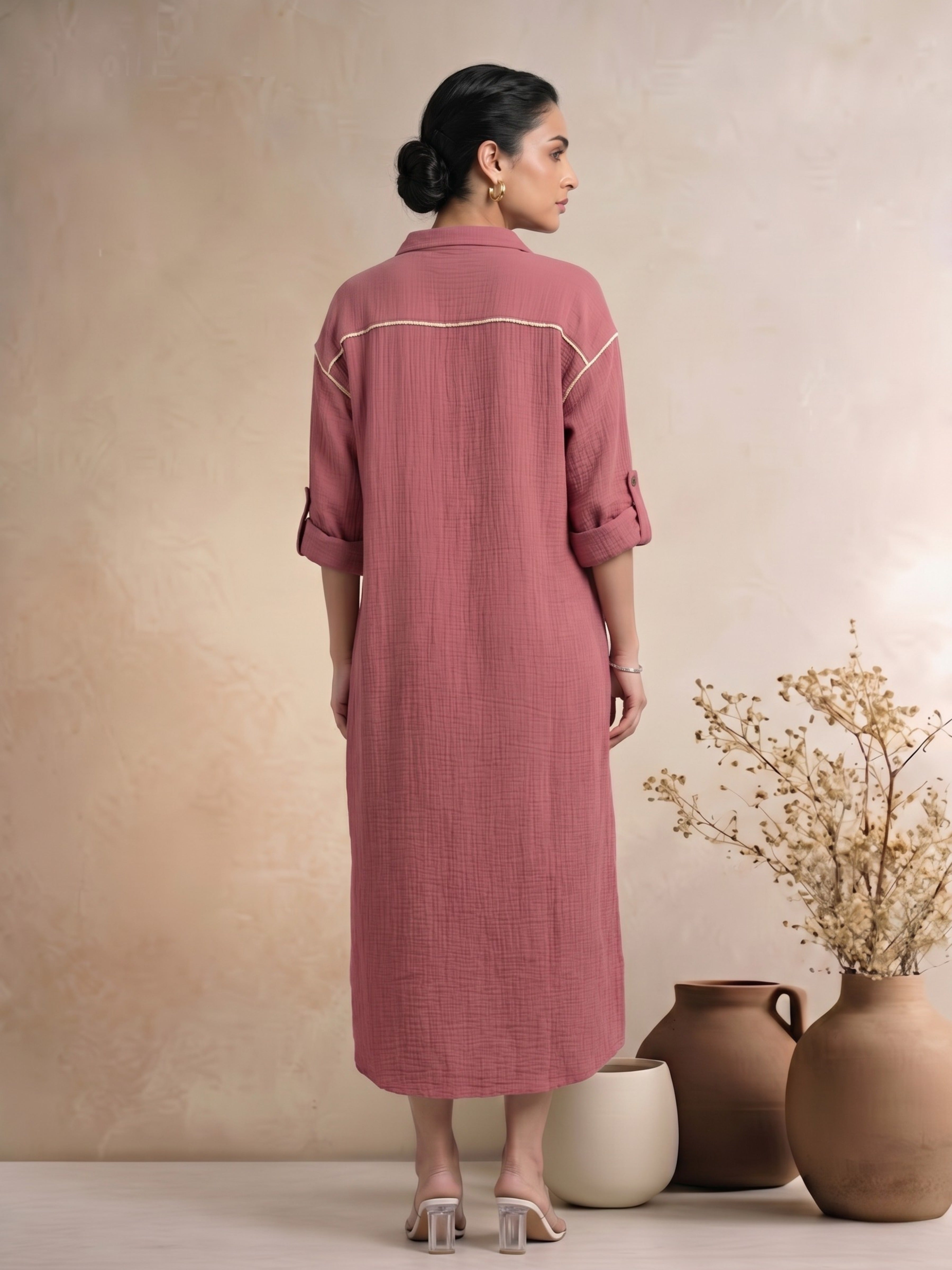 Smoky Blush Shirt Dress