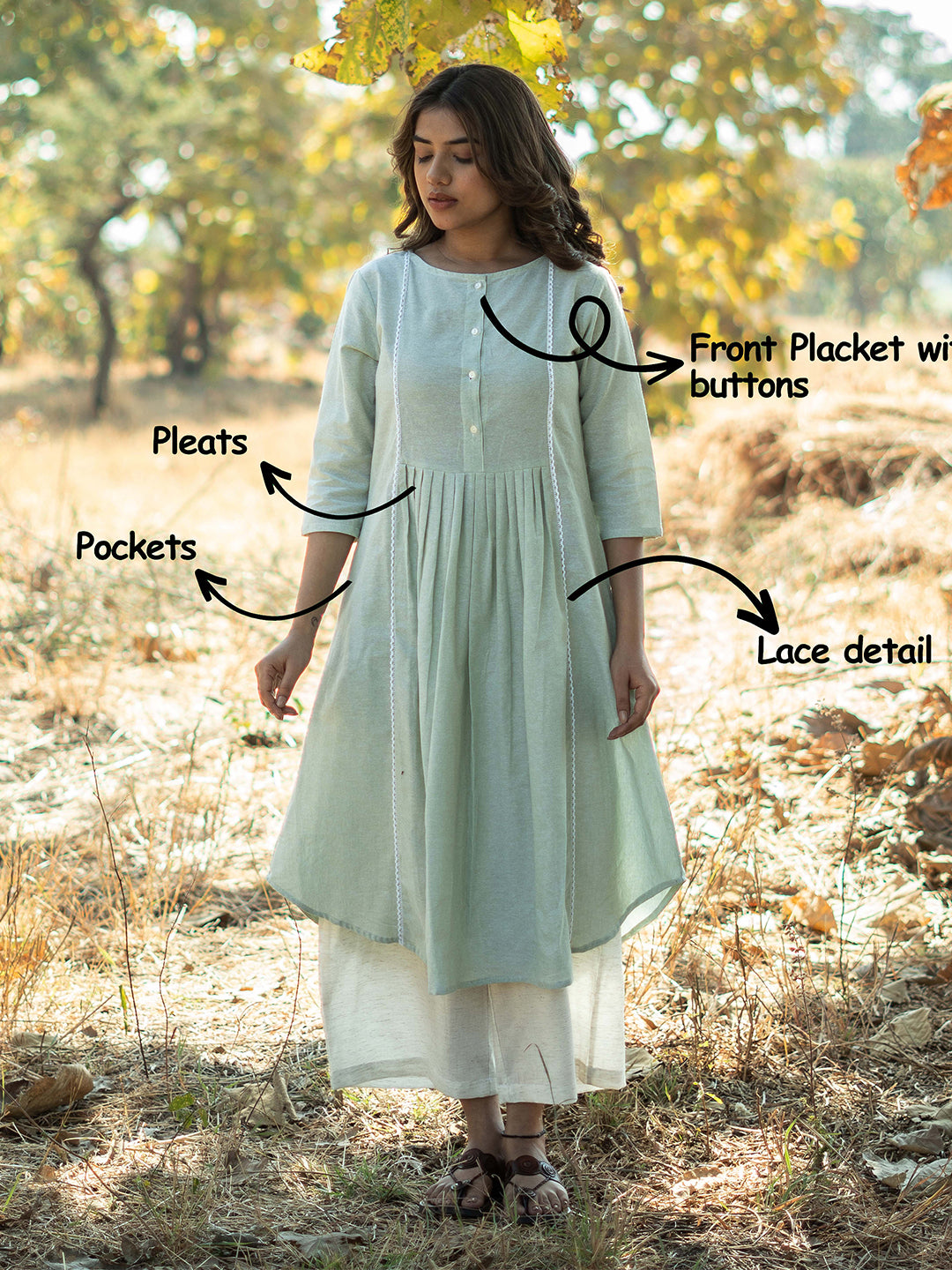 Hint Of Mint Kurta (Only Kurta)