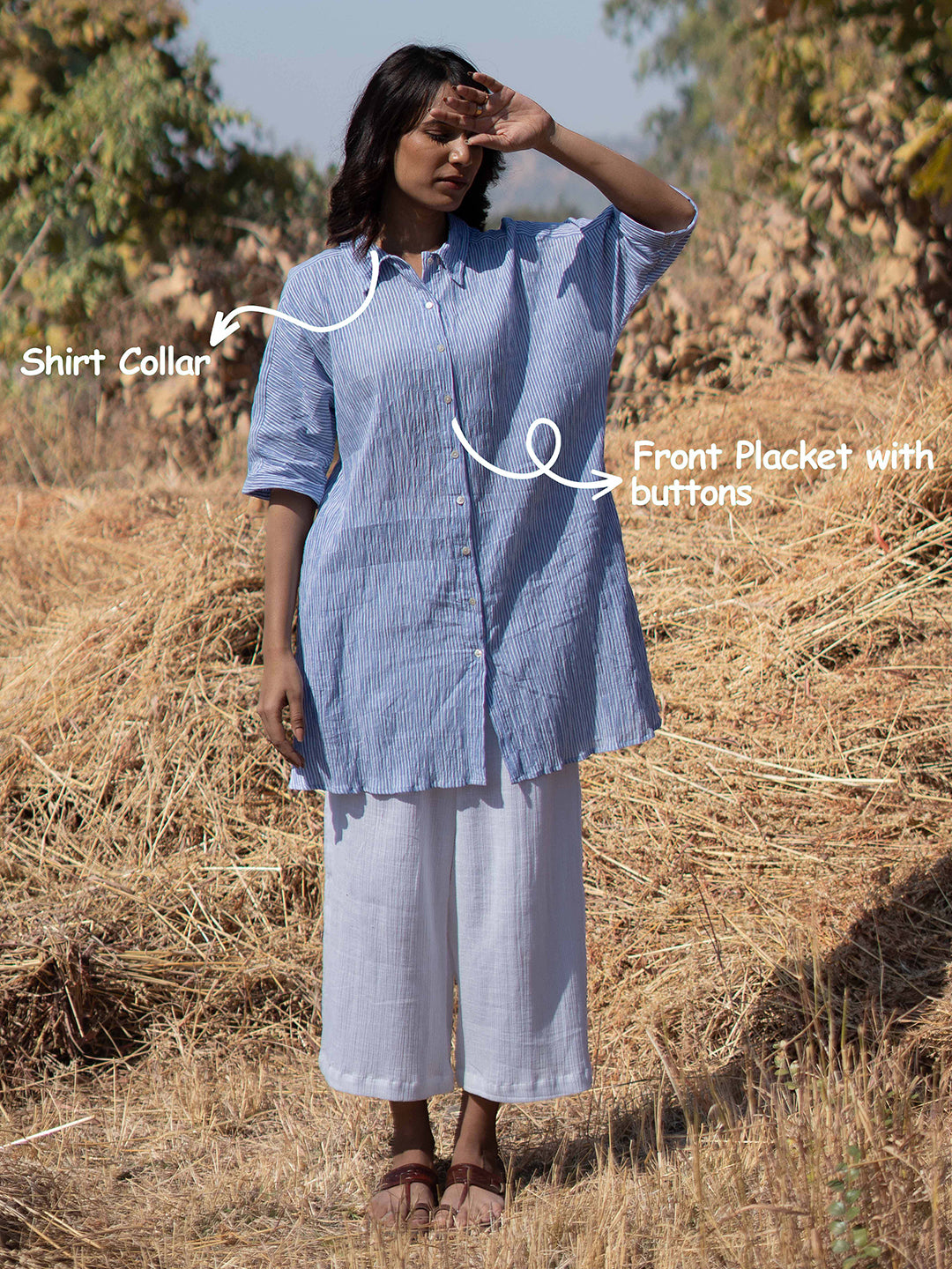 Summer Sky Shirt with Palazzos
