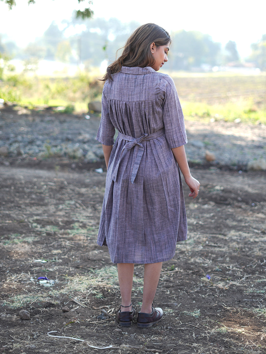 Blackish Purple Shirt Dress