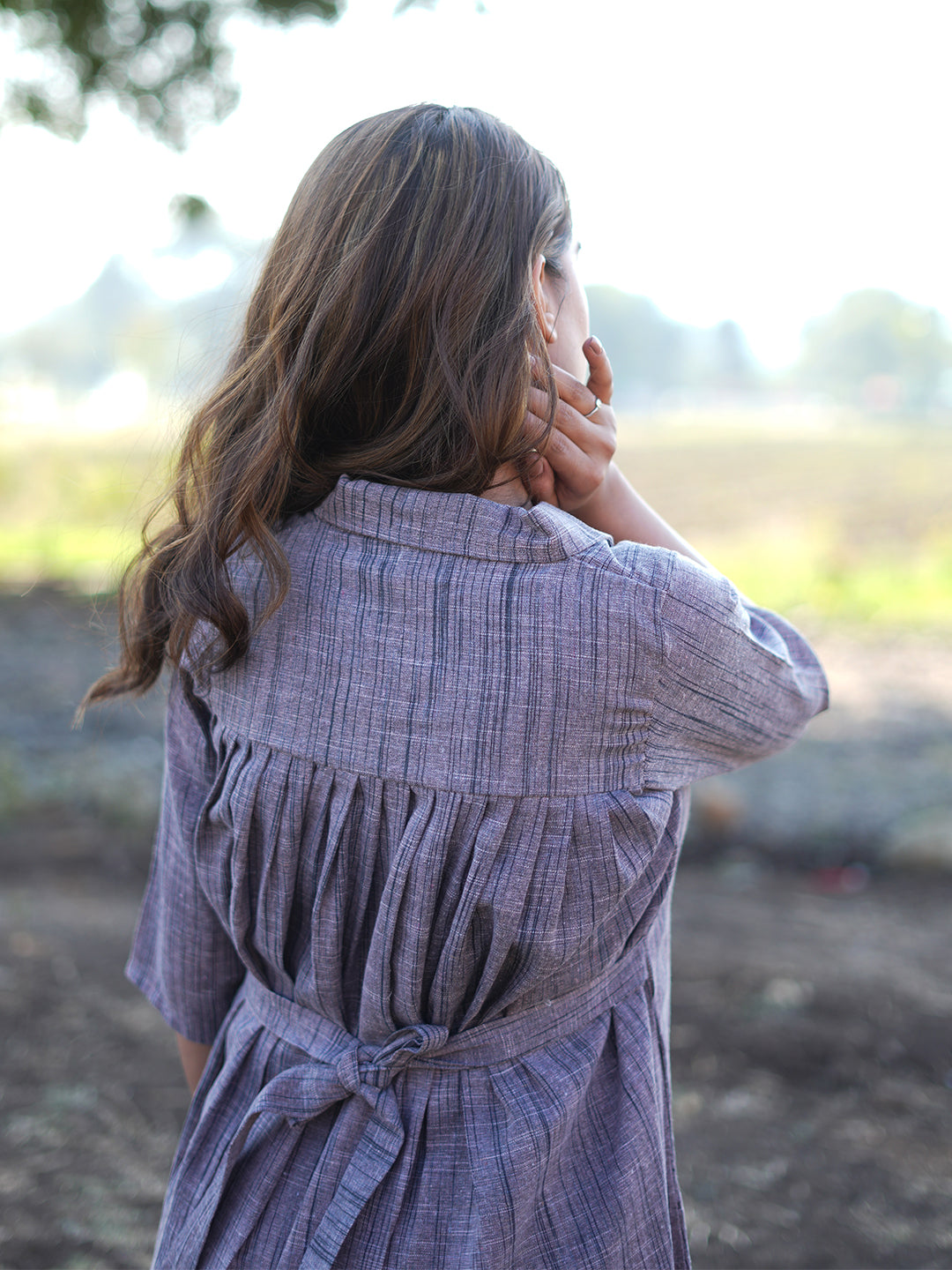 Blackish Purple Shirt Dress