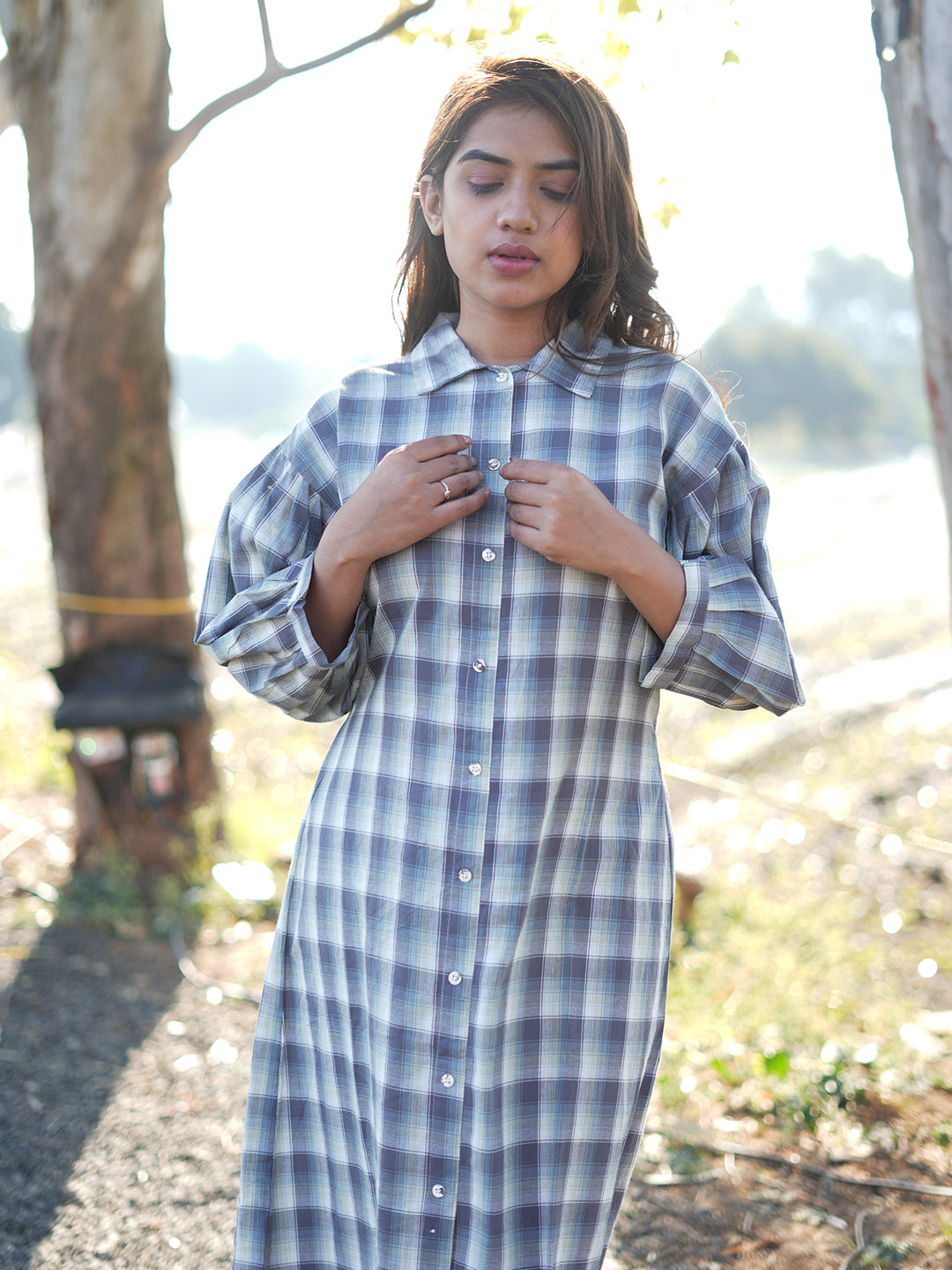 Checkered Shirt Dress