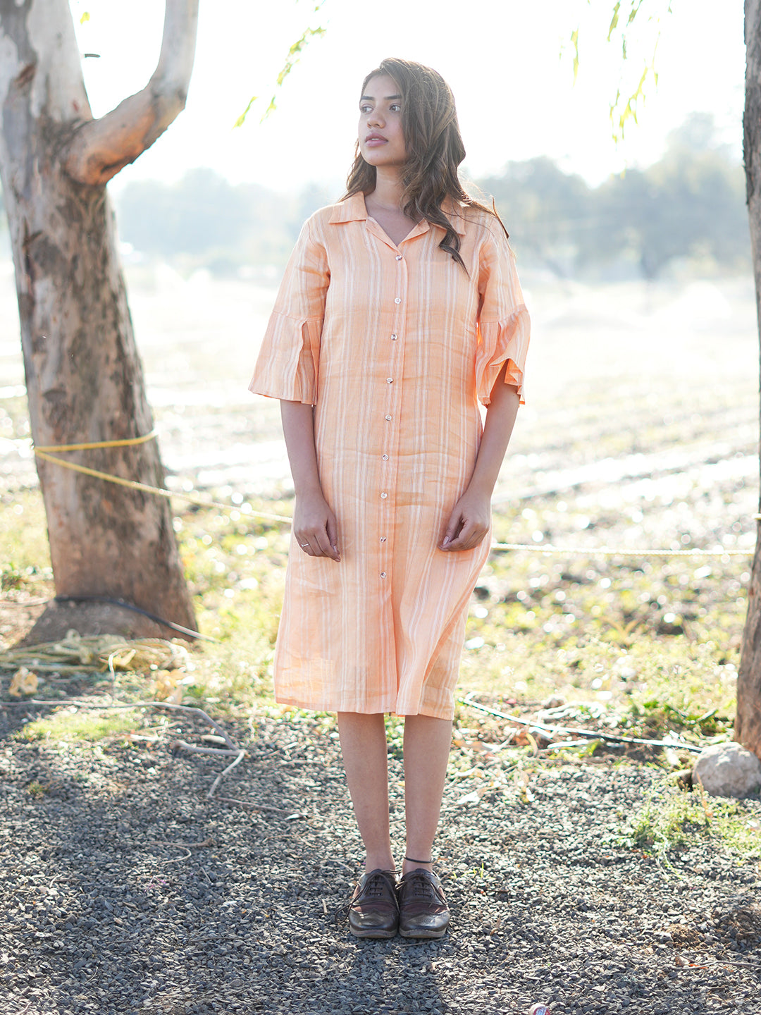 Light Orange Shirt Dress