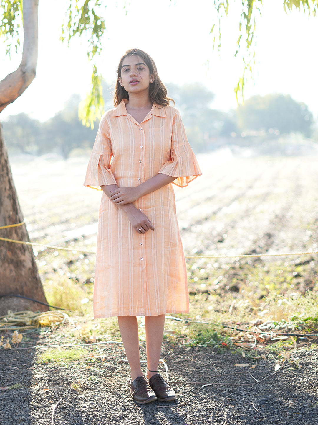Light Orange Shirt Dress