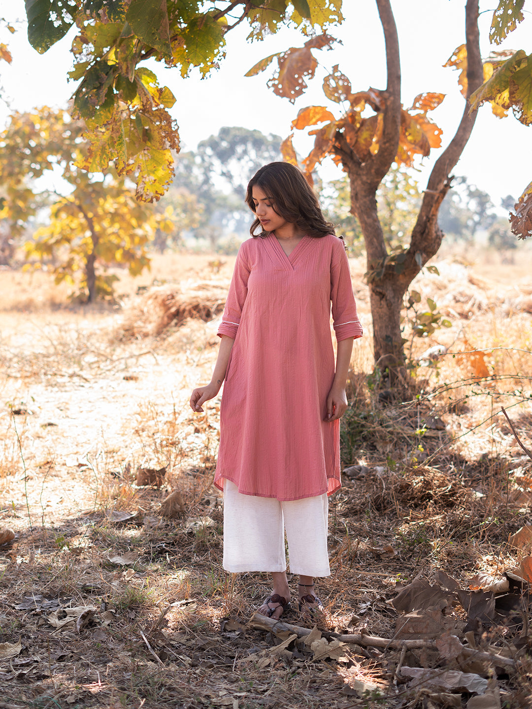Tropical Peach Kurta Set