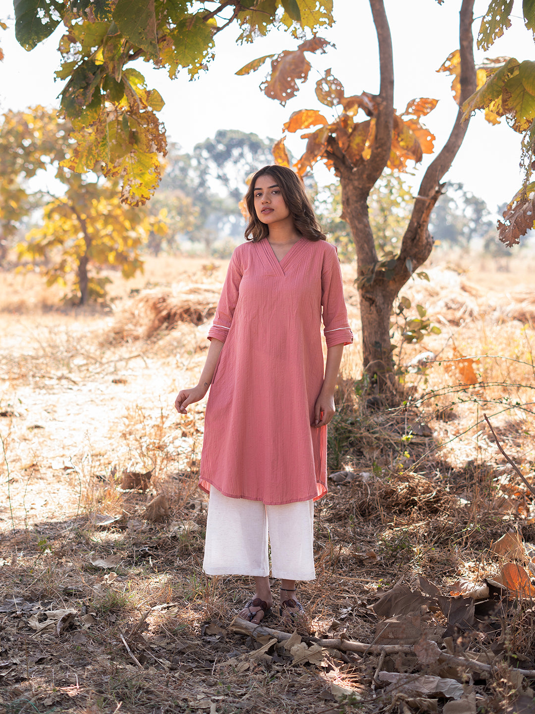 Tropical Peach Kurta Set