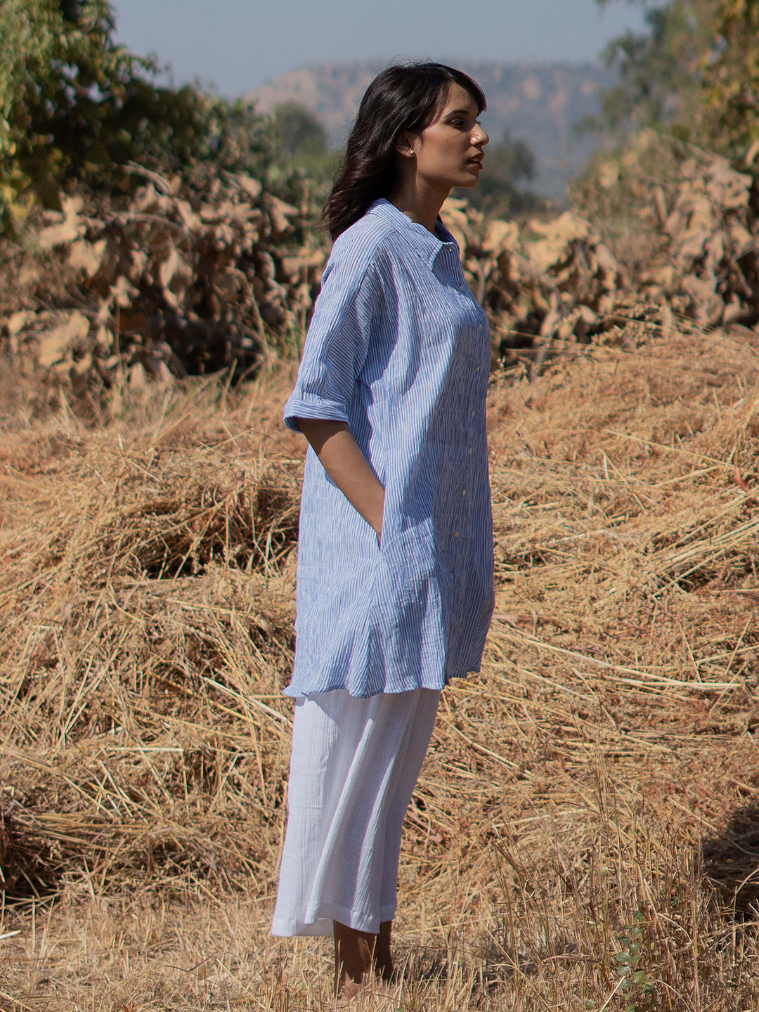 Summer Sky Shirt with Palazzos