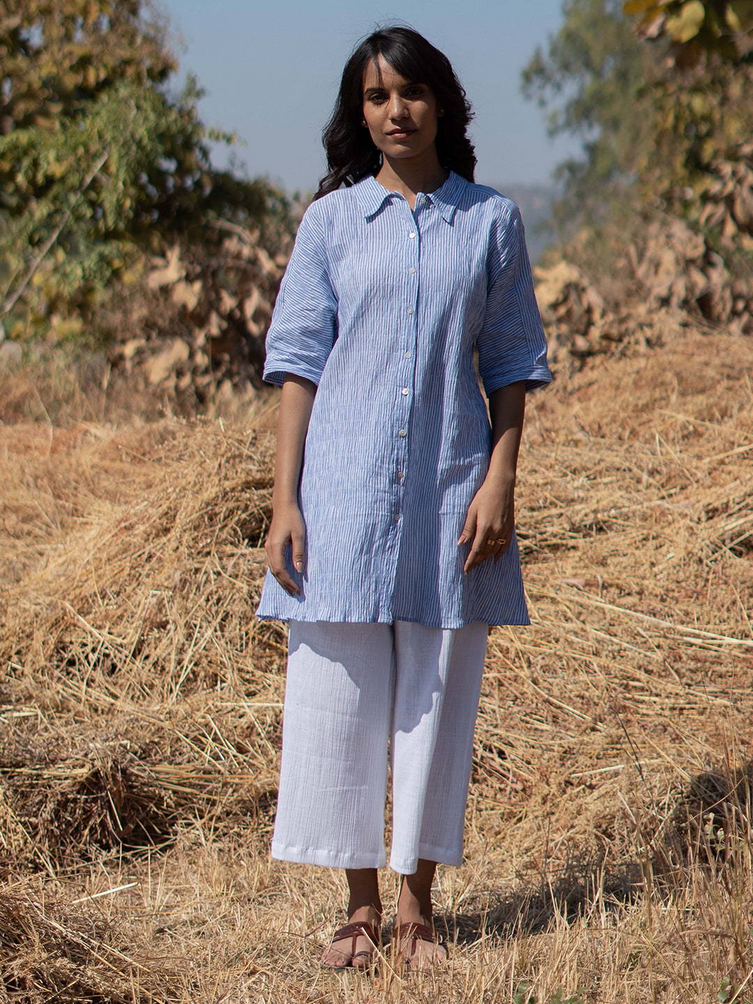 Summer Sky Shirt with Palazzos