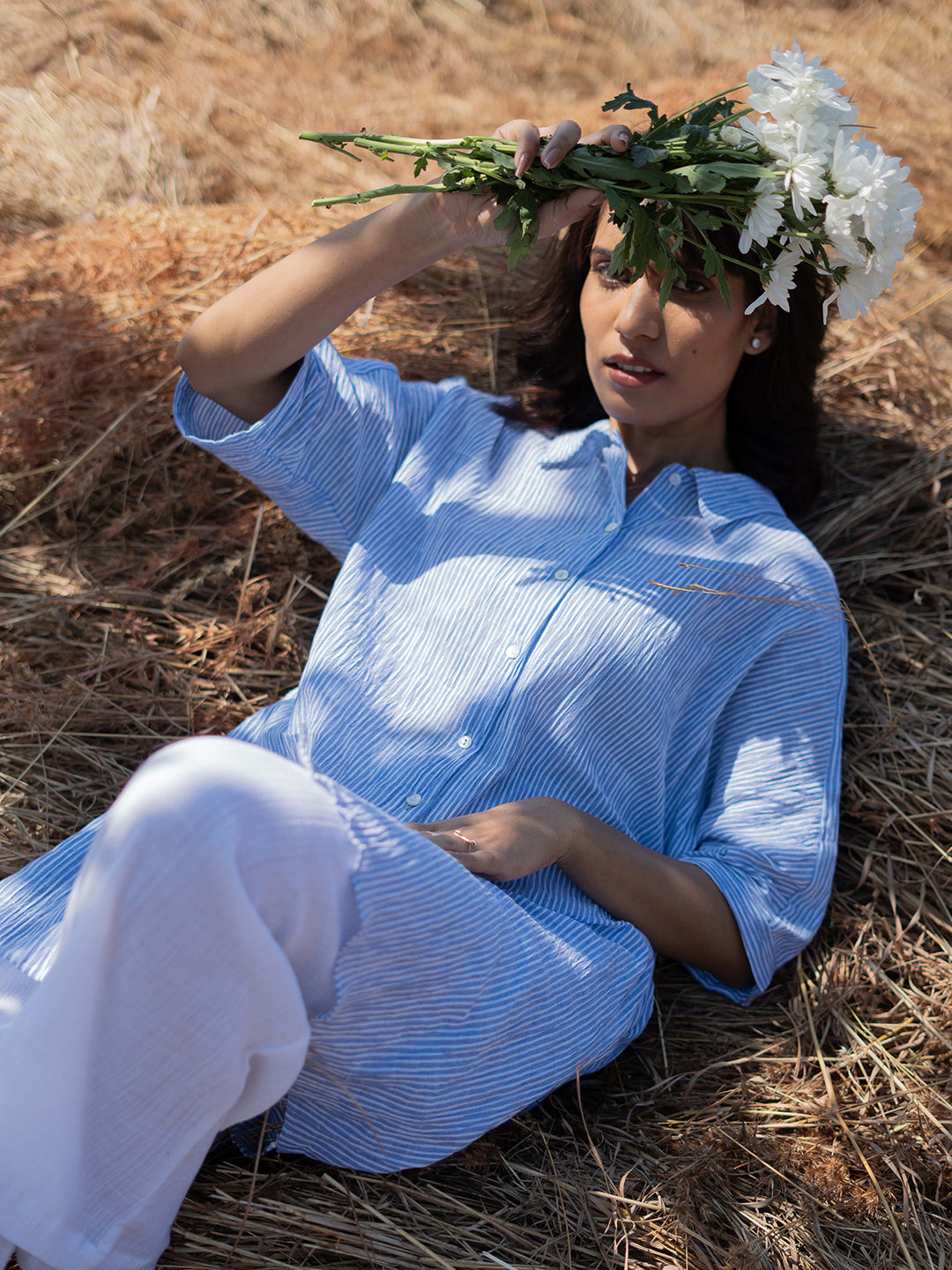 Summer Sky Shirt with Palazzos