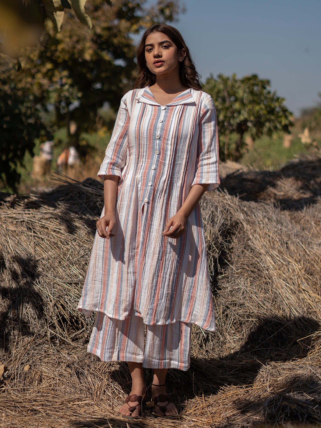 Sunkissed Coral Kurta Set
