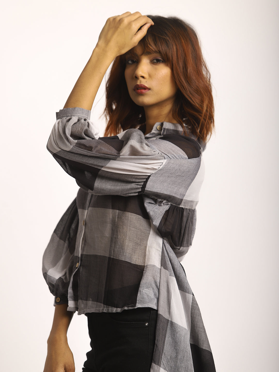 Black checkered Low - High Shirt