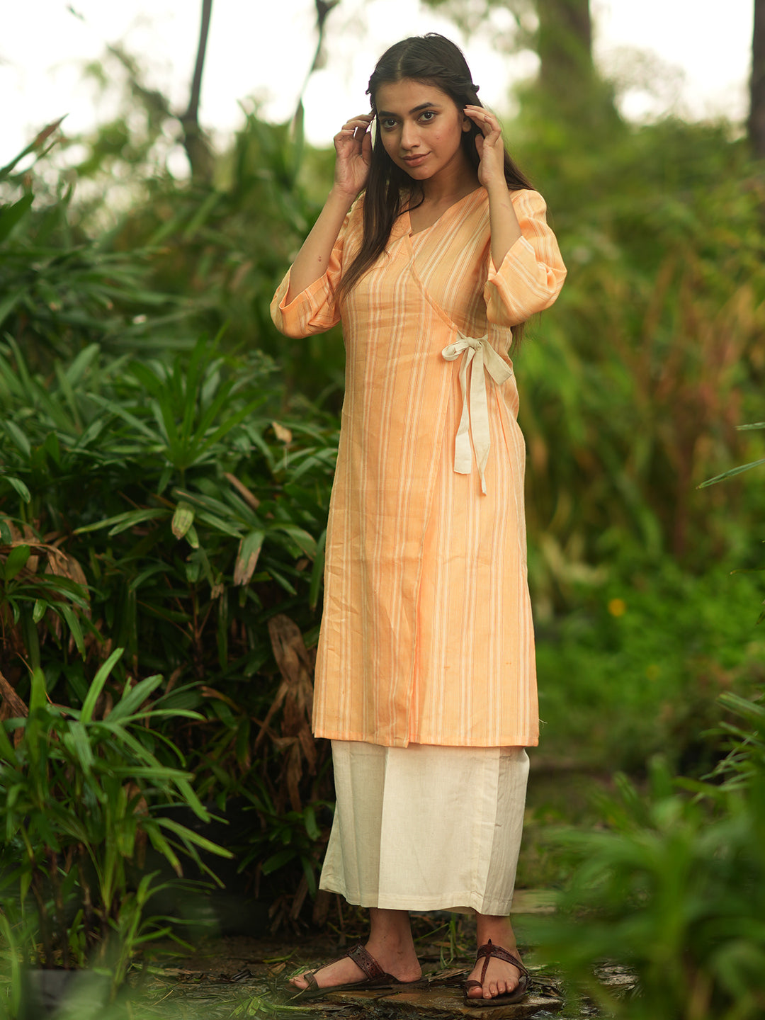 Orange Angrakha Kurta