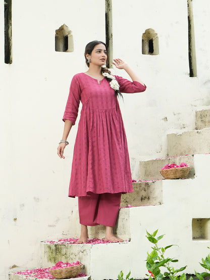 Gulabi Phool Kurta Set