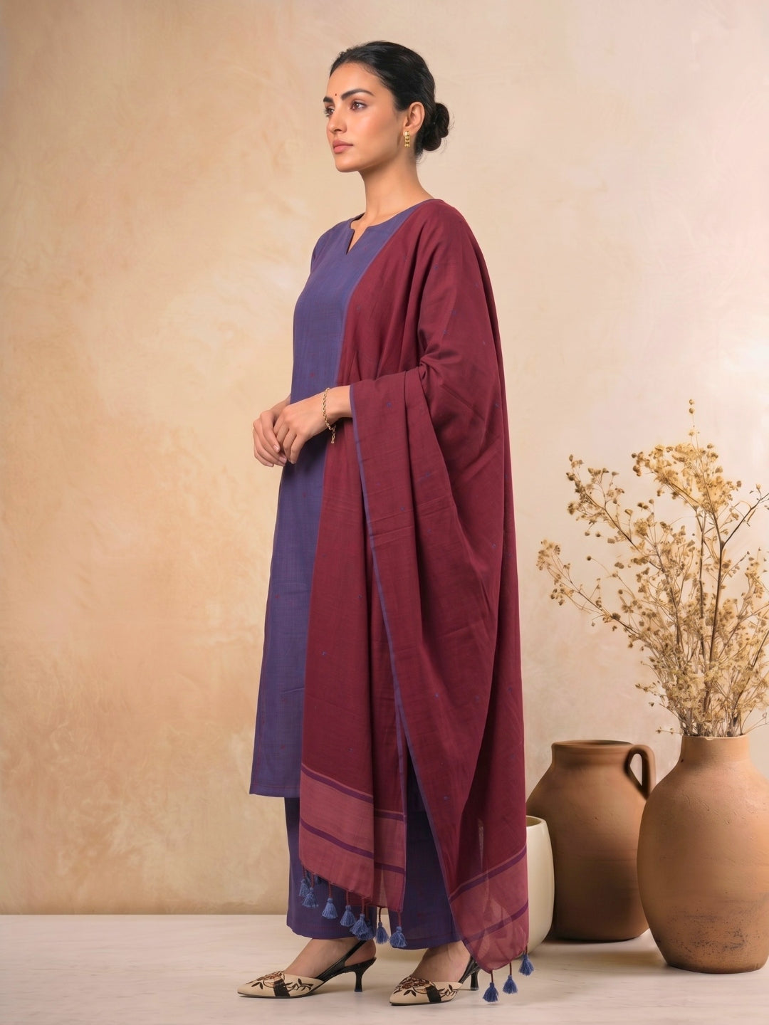 Berry Blossom Kurta Set with Dupatta