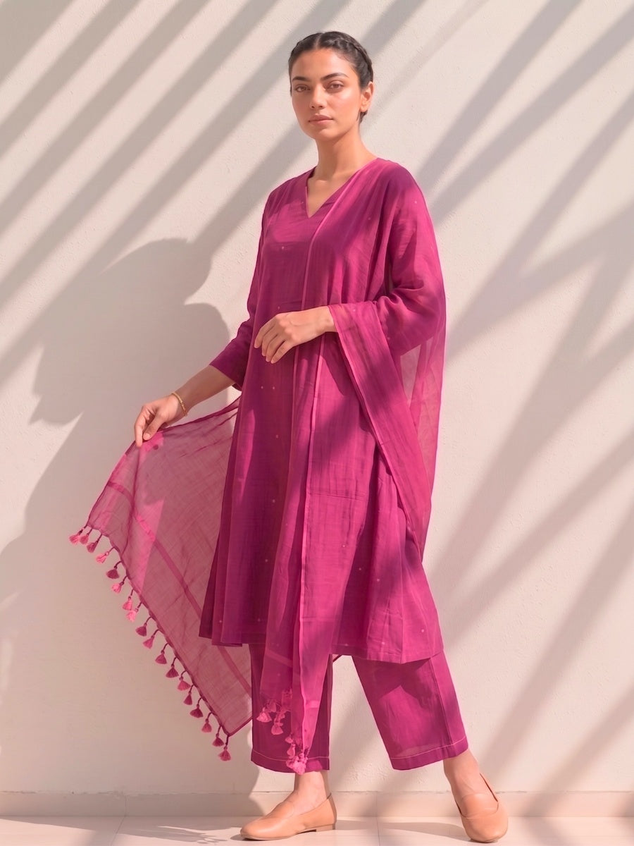 Summer Blush Kurta Set with Dupatta