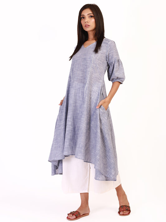 Chambray Colored Flared Kurta