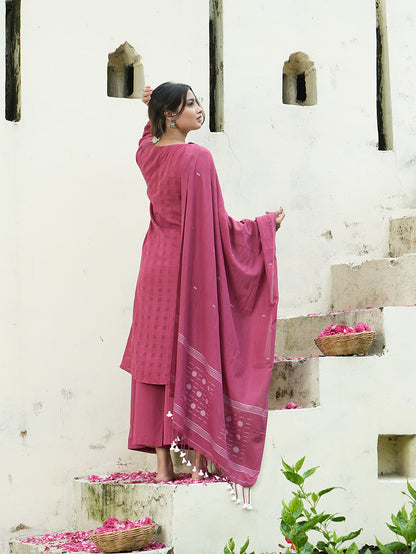 Gulabi Phool Kurta Set with Dupatta