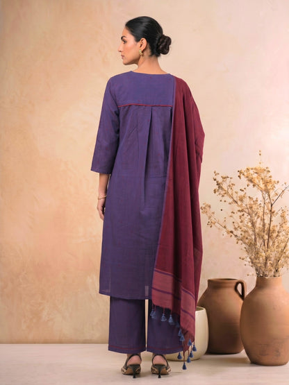 Berry Blossom Kurta Set with Dupatta