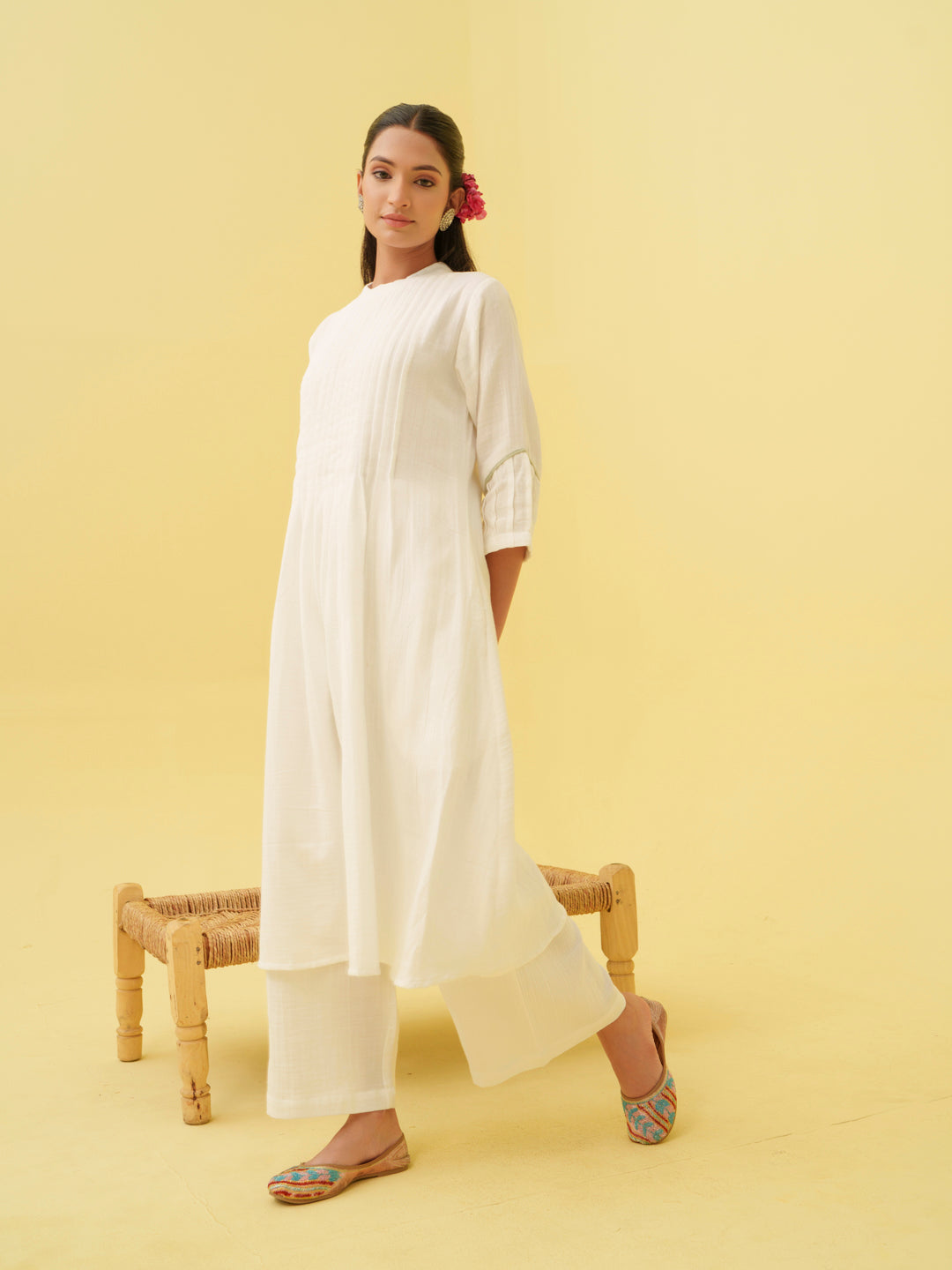 Blooming White Kurta Set