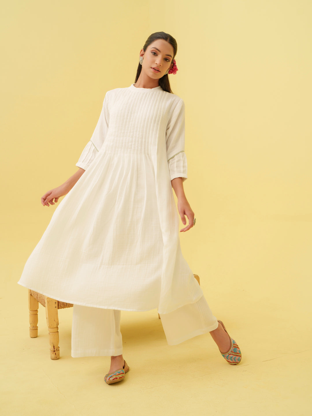 Blooming White Kurta Set