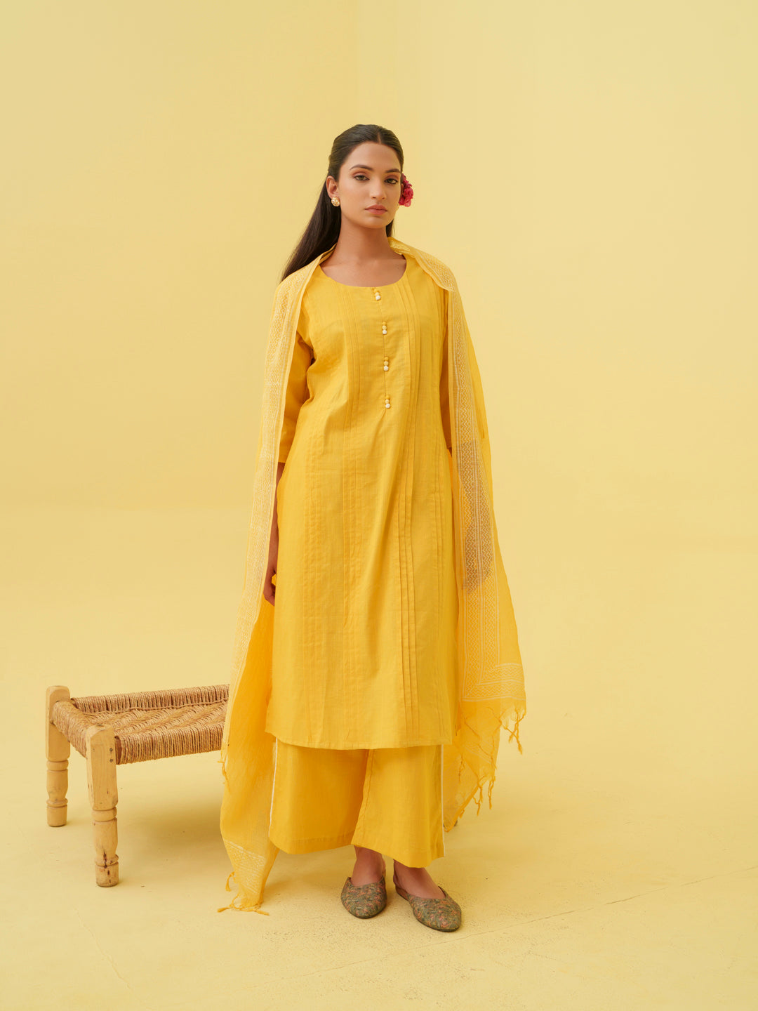 Marigold Bloom Kurta Set with Dupatta