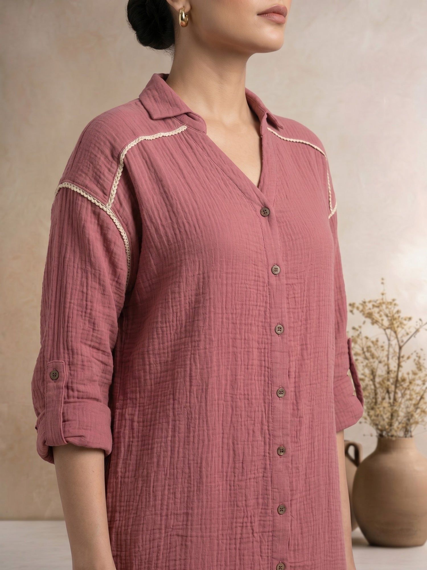 Smoky Blush Shirt Dress