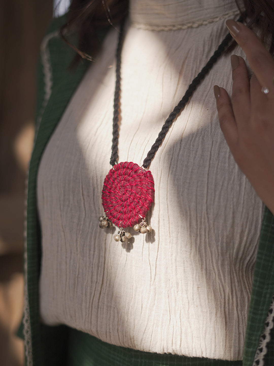 Maroon Fabric Pendant