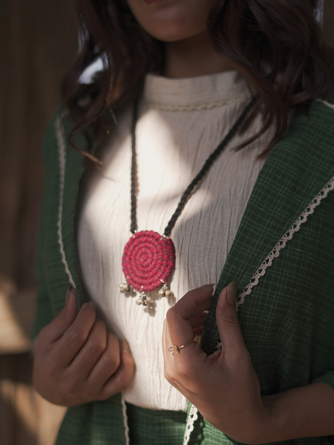 Maroon Fabric Pendant