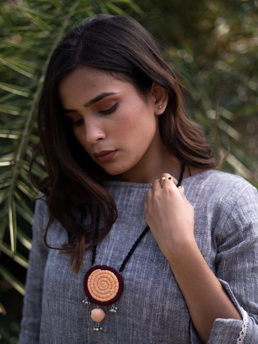 Light Orange Maroon Fabric Pendant