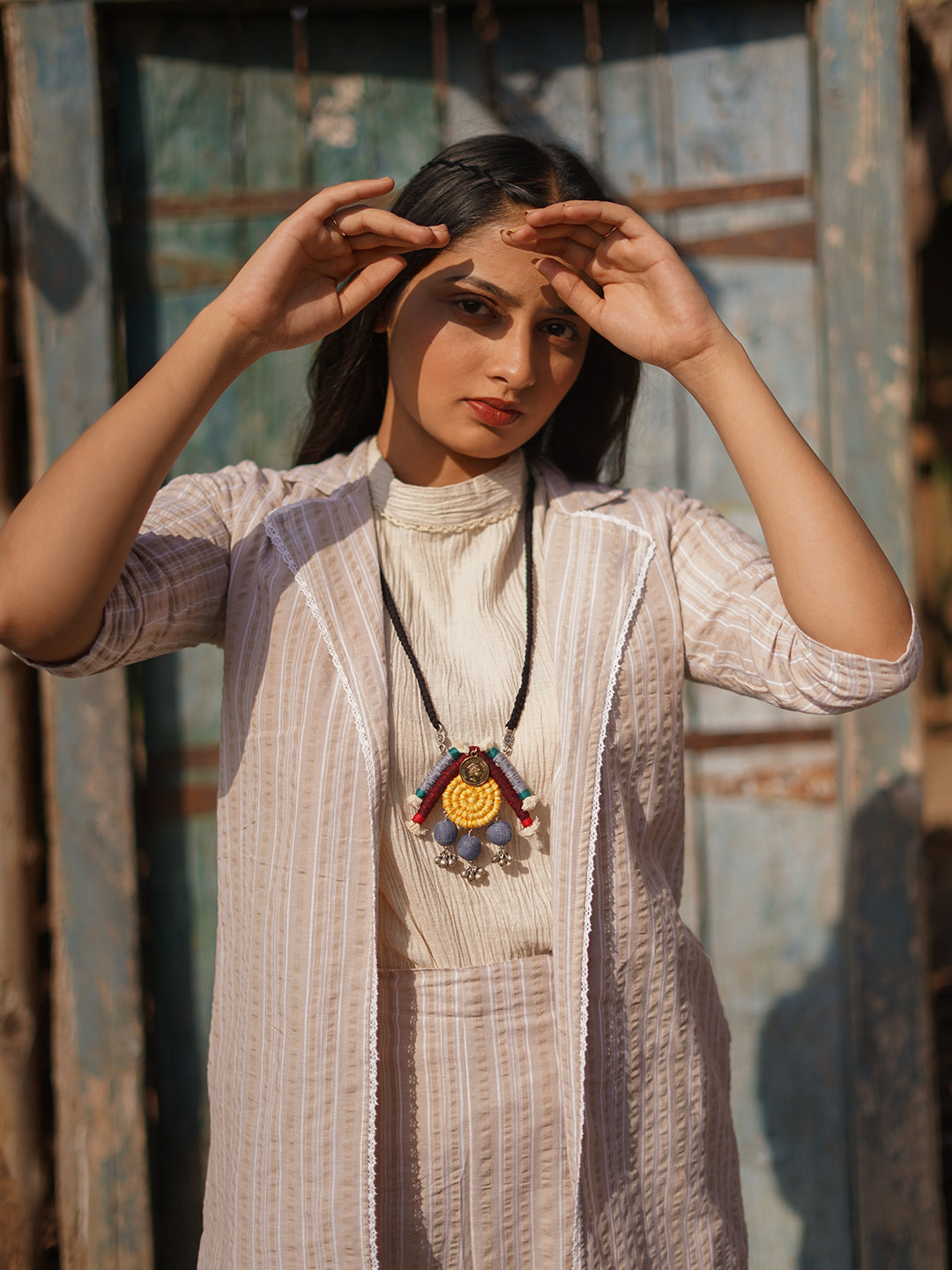 Multicolored Fabric Pendant
